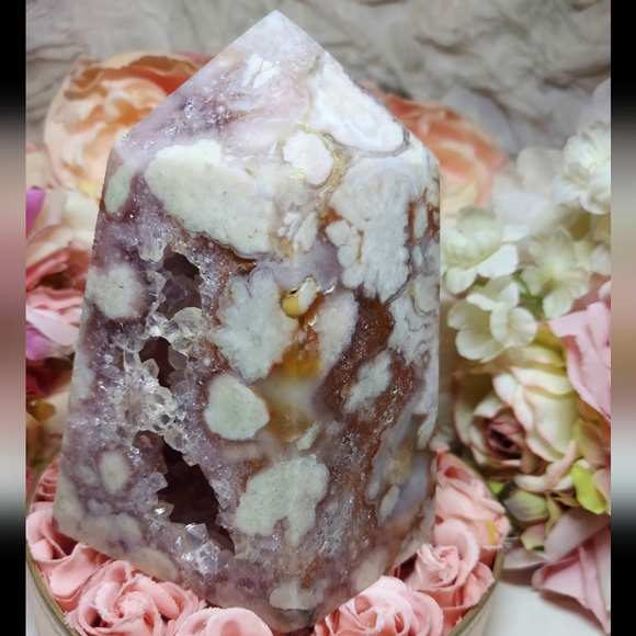 Huge High Quality Pink Amethyst Sakura Flower Agate Tower - Picture 11 of 16